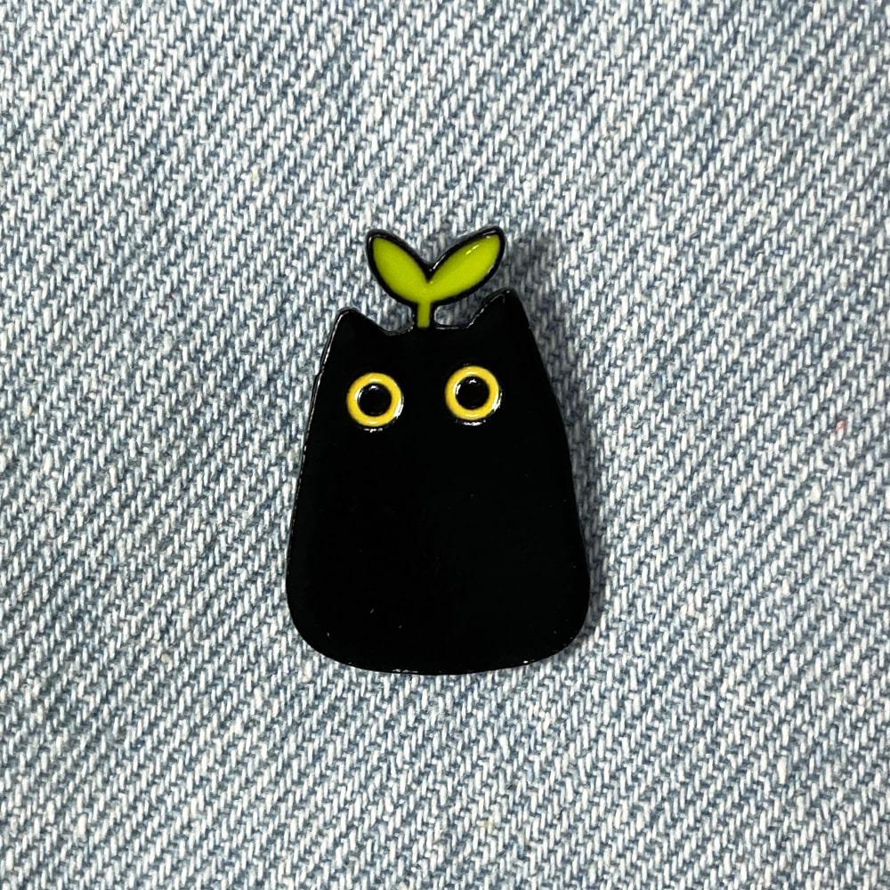 BTZ005 검은고양이 머리새싹 배지 뱃지 브로치