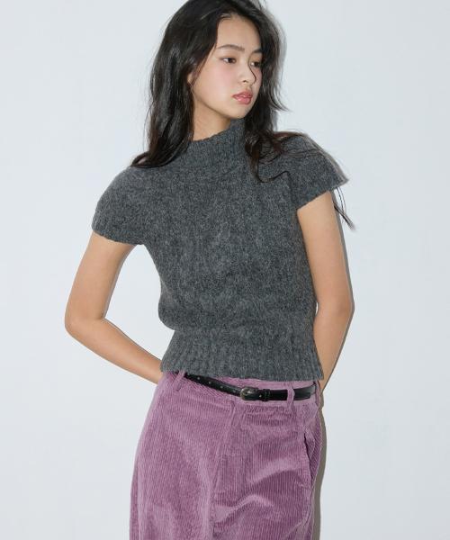 터틀넥 케이블 울 니트 차콜