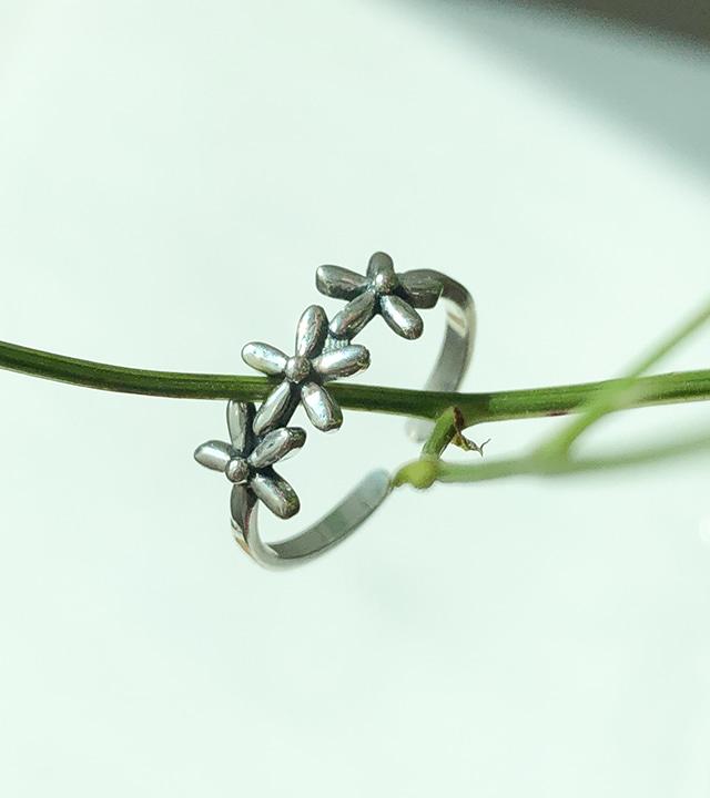 실버925 꽃 플라워 유화 애끼 새끼손가락 약지 오픈링 은 반지