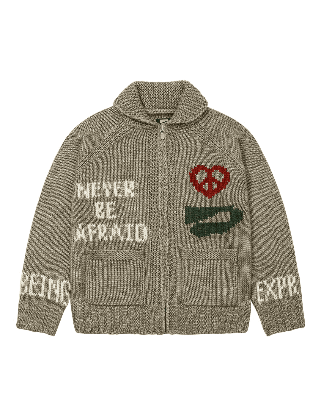Peace Cowichan Cardigan Light Khaki
