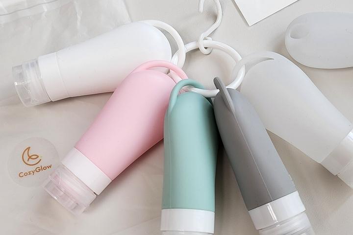 수영장 실리콘 공병 고리형 여행용 용기 휴대용 화장품 샴푸 캠핑 4p 90ml