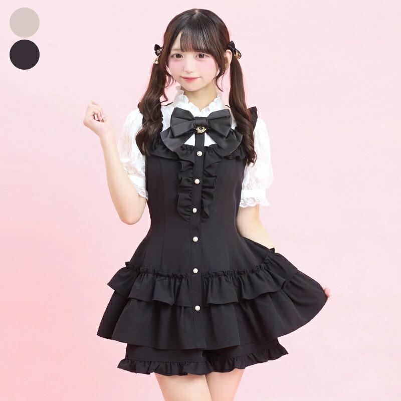 【楽天市場】裾ティアードセットアップ4/3 12:00 販売スタートsecrethoney　シークレットハニー　シーハニ　量産型　レディース　ガーリー　半袖　無地　ピンク　ブラック　黒：Secret Honey