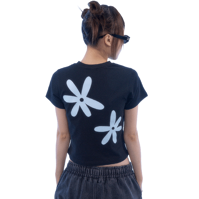 [BP2DISORDER] BIG FLOWER CROP TEE BLACK - BP2DISORDER | 리켓