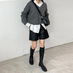 [마지막세일 10차 재입고]4부 코팅 레더 반바지