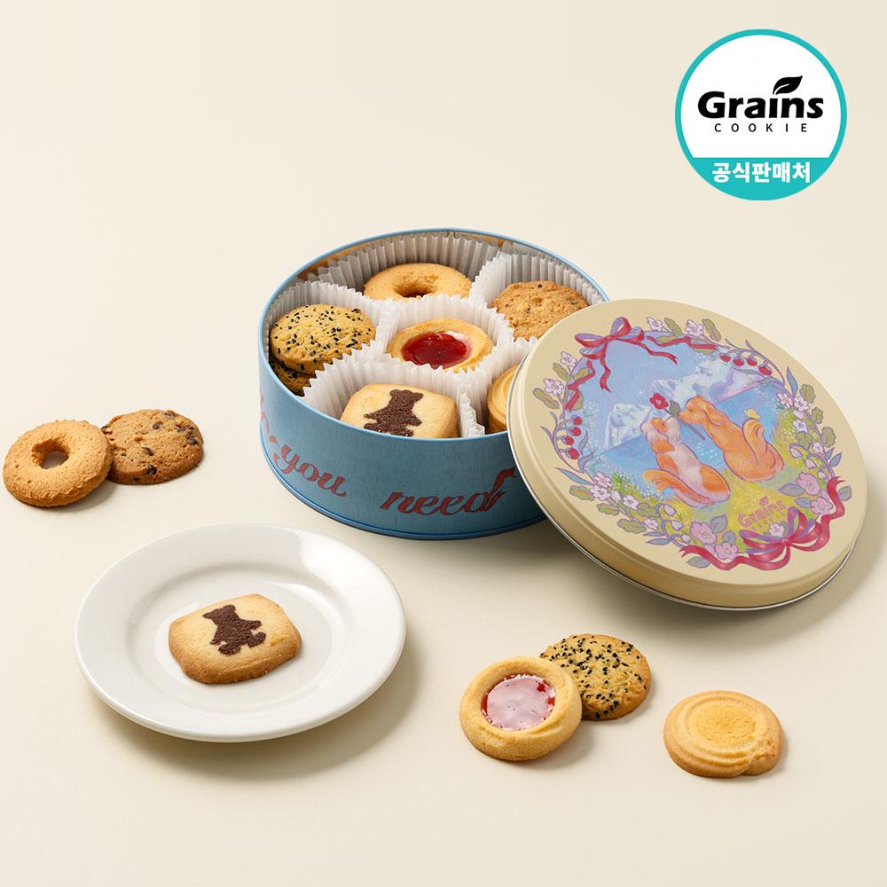 [그래인스쿠키] 미니라운드 틴케이스세트(강아지디자인)