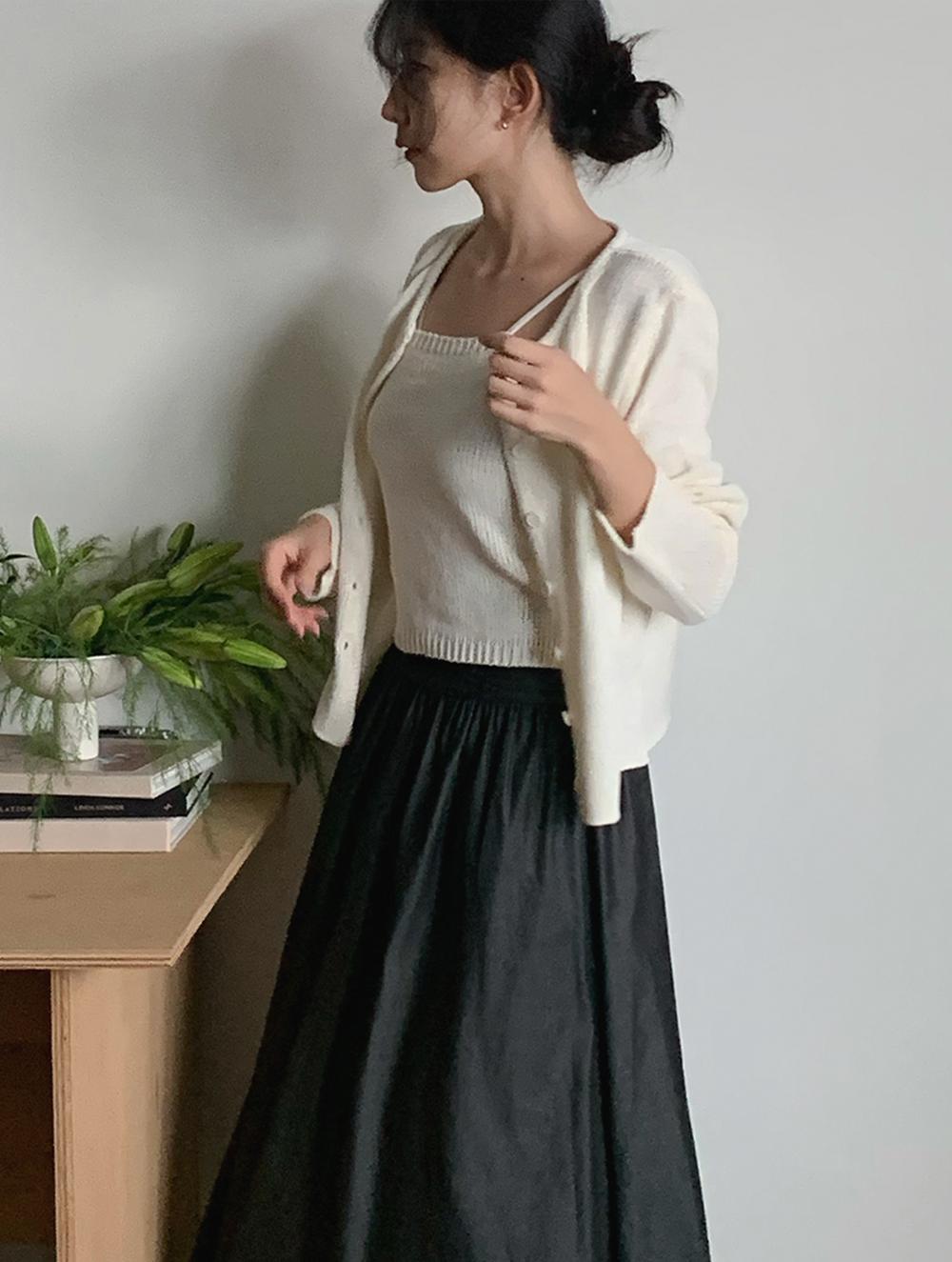 오브이베브 Net cardigan set(나시+가디건 세트)가을/여름/세트/핀터레스트/여행/유럽여행룩/간절기/출근룩/하객룩