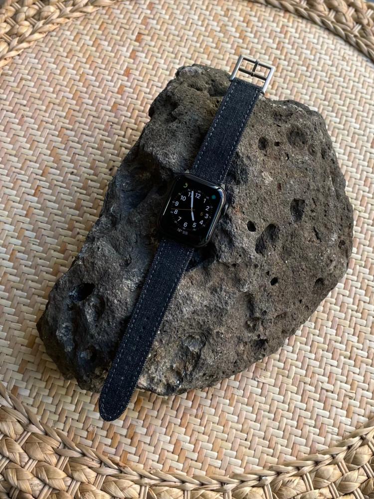 애플워치 se, 3 4 5 6 7 41mm 45mm세대 데님 밴드 줄질 시계줄 스트랩 교체