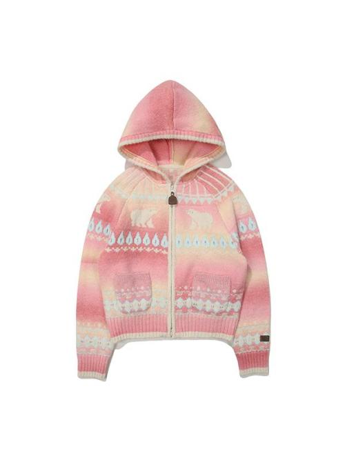 W 그라데이션 노르딕 가디건_Pink