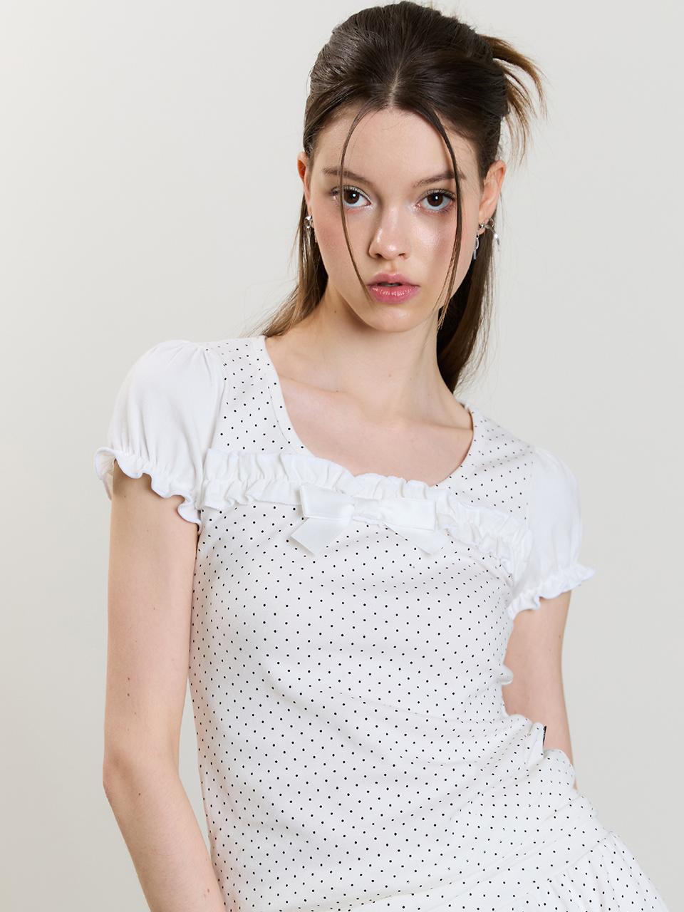 SM RIBBON PUFF PATTERN TEE(WHITE)