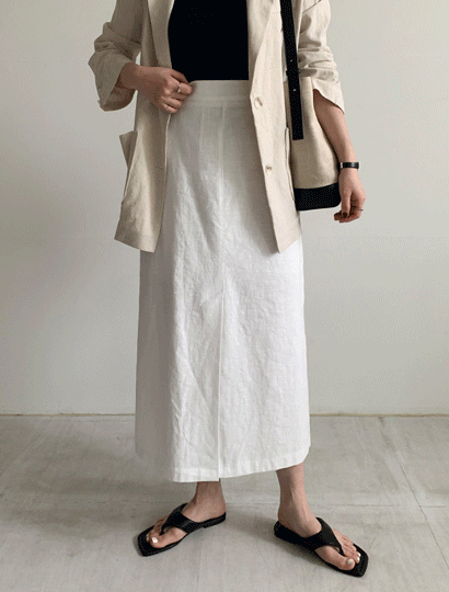 자체제작 하체커버 빅사이즈 키큰여자 뒷밴딩 린넨 롱 스커트