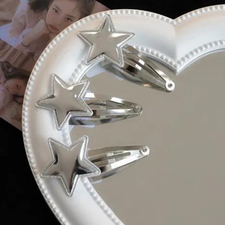 [당일출고/2개 몽땅 드려요] 별 실버 스타 메탈 Y2K 똑딱핀 똑딱삔 핀 삔 아이돌 포인트