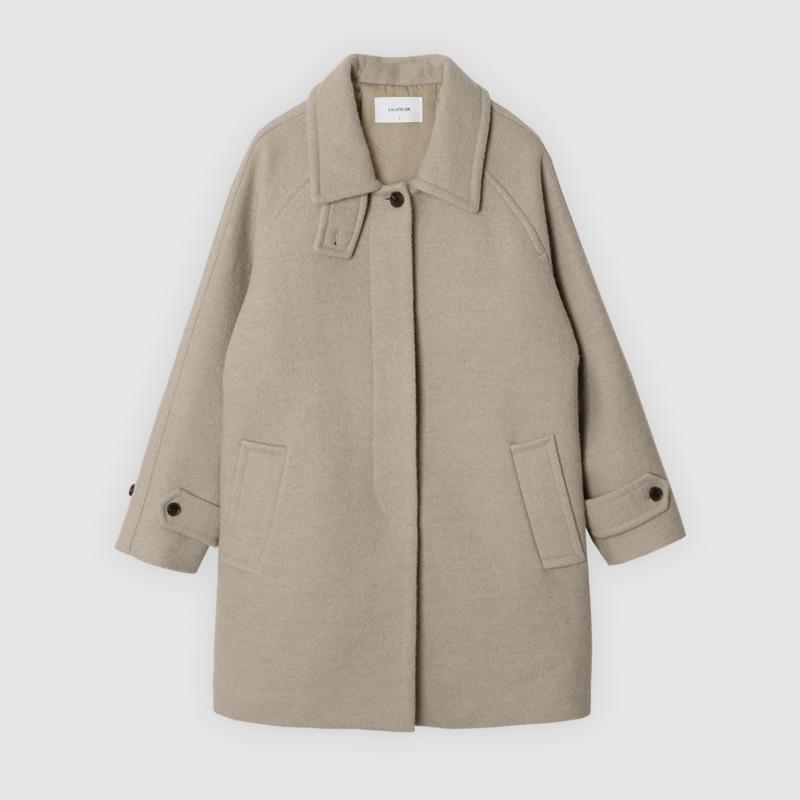 [LAUATELIER] Soft boucle wool half coat (Ash beige)