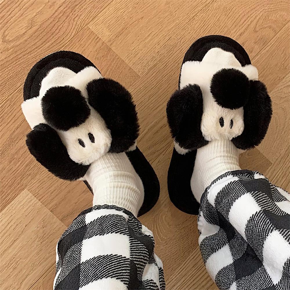 [프롬문] 귀여운 강아지 커플 실내화 거실 사무실 카페 실내 층간소음 겨울 털슬리퍼