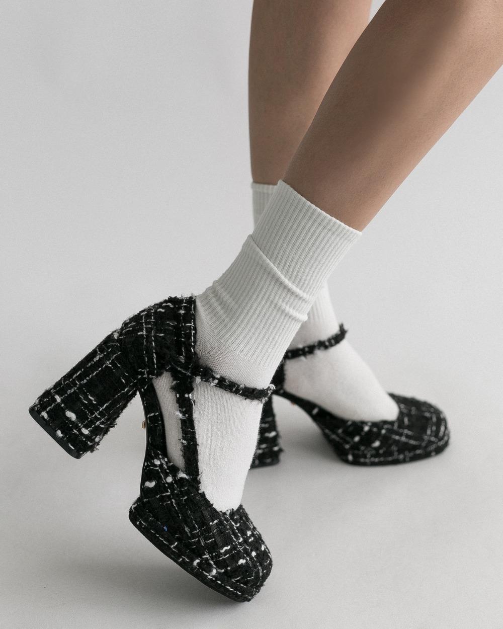 트위드 청키 플랫폼 스트랩힐