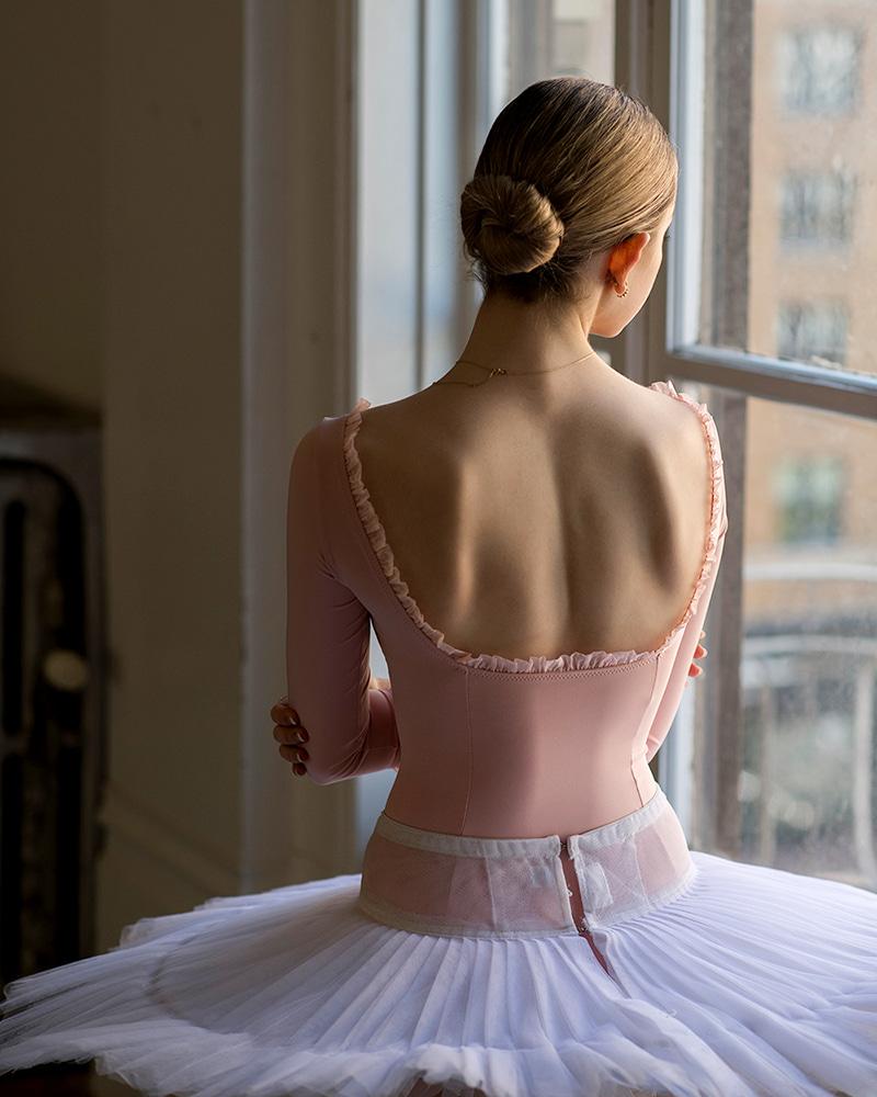 LTD021S-3 elizabeth square neck leotard ROSE PINK