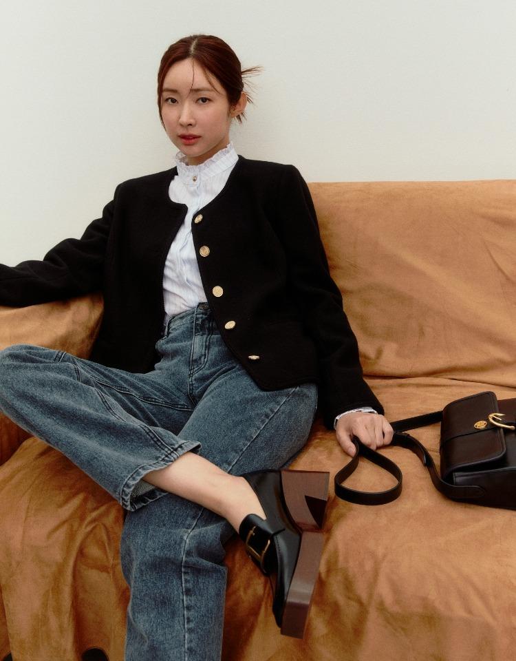 [PRE-ORDER 8/16~8/22]wool blend tweed jacket (black)