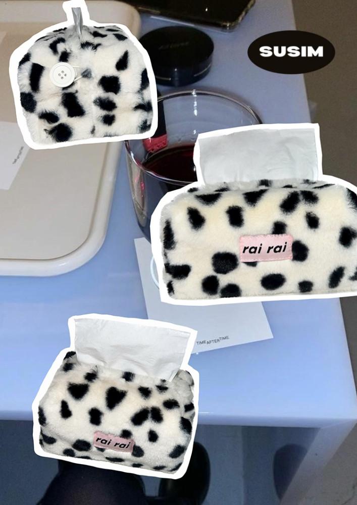 수심 Furry Tissue Pouch 푸리 티슈 파우치 휴지 케이스 도트 화장지 호피
