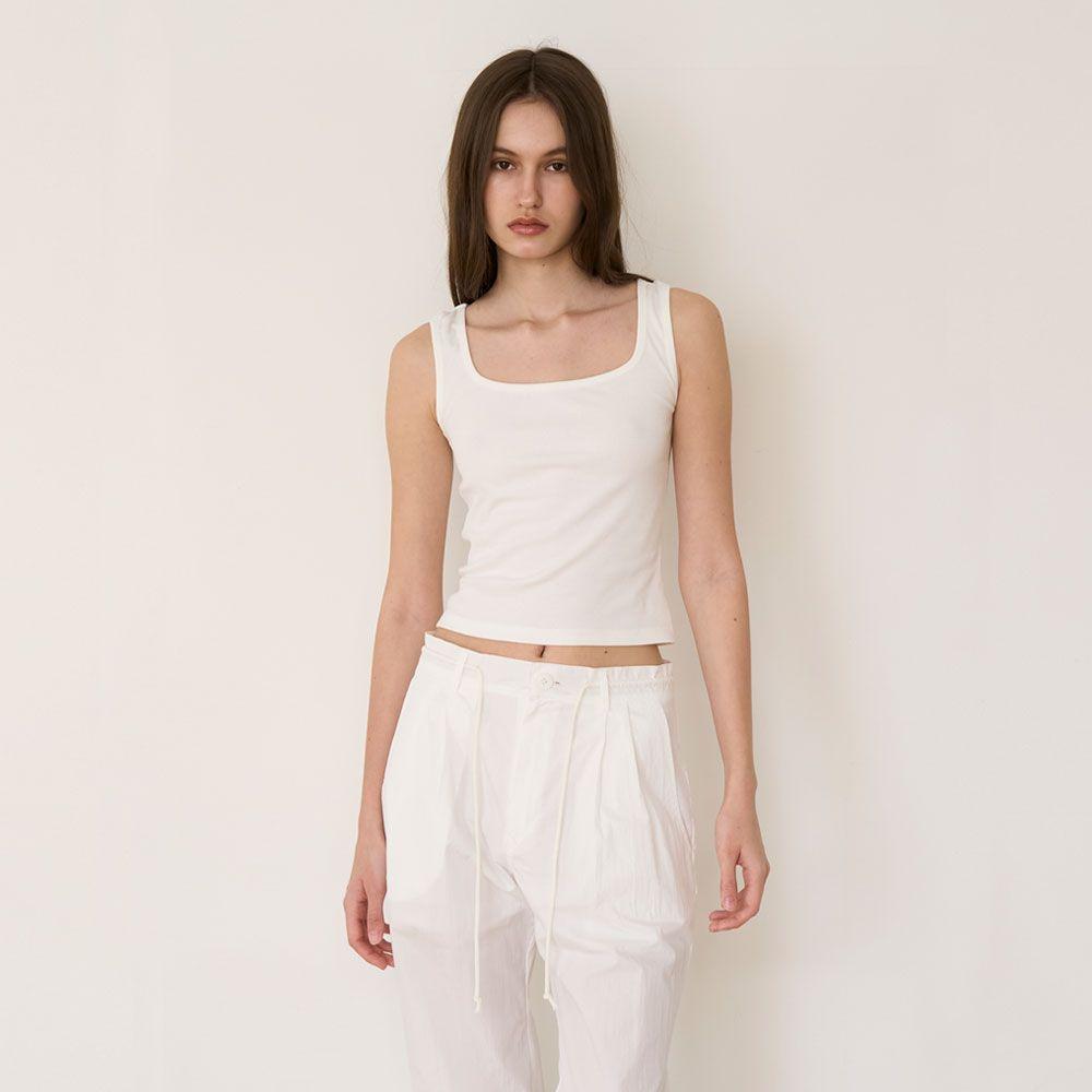 Cotton Rib Tank Top - White