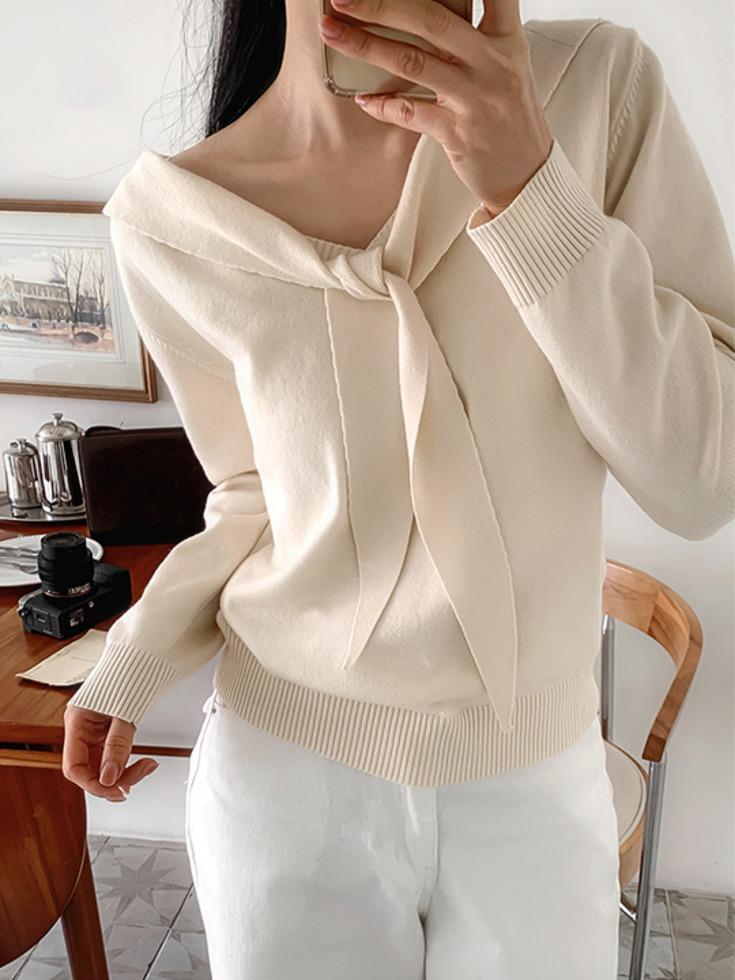 [26SS/포인트템] [44-120] 카쇼르엔 숄스타일 세일러카라 니트 (봄-봄신상-신상-나들이룩-데이트룩-데일리-숄니트-카라니트-카라넥니트-루즈핏니트-자체제작-빅사이즈-120사이즈)