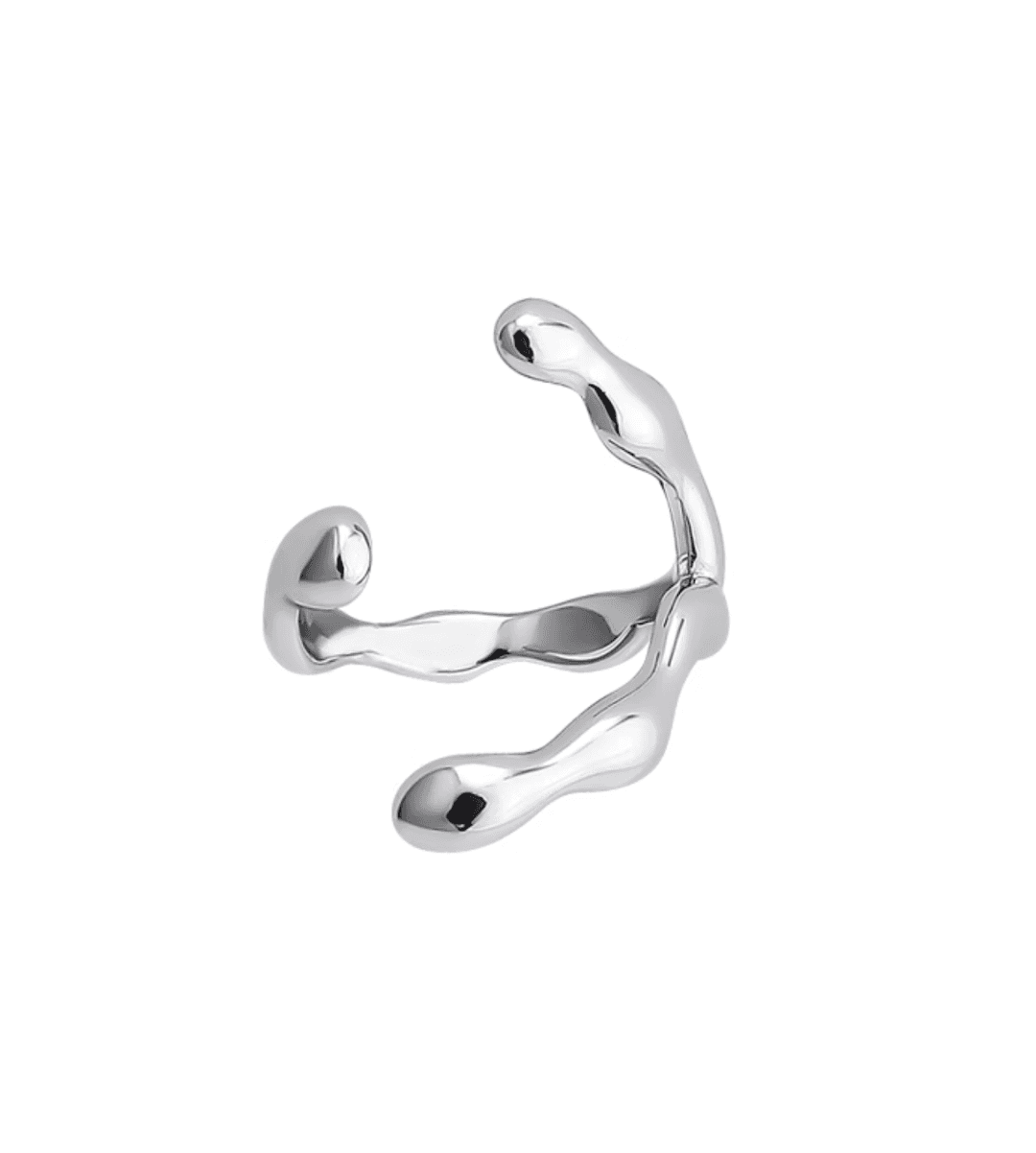 Twisted point waterdrop silver ring
