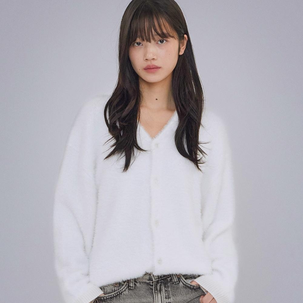 Hairy knit Cardigan_Cream_KN151