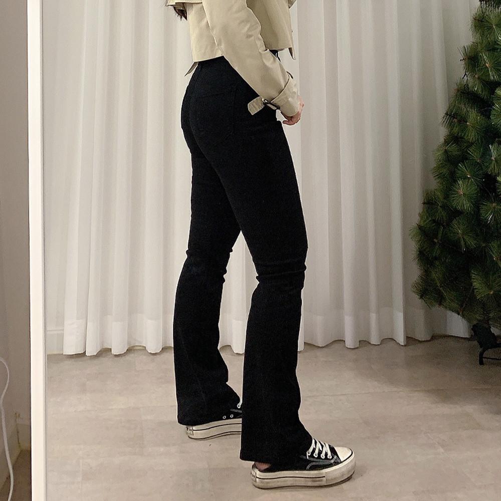 쫀득 사계절 골반패드 몸매보정 올블랙 부츠컷 팬츠