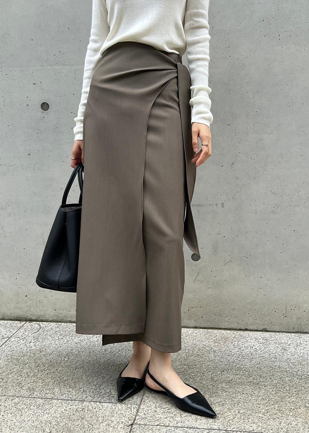 리에 랩 스커트_khaki brown *L사이즈제작*