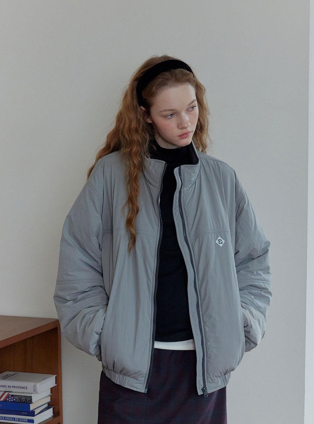 Retro Gray Stand Collar Cotton Coat Jacket