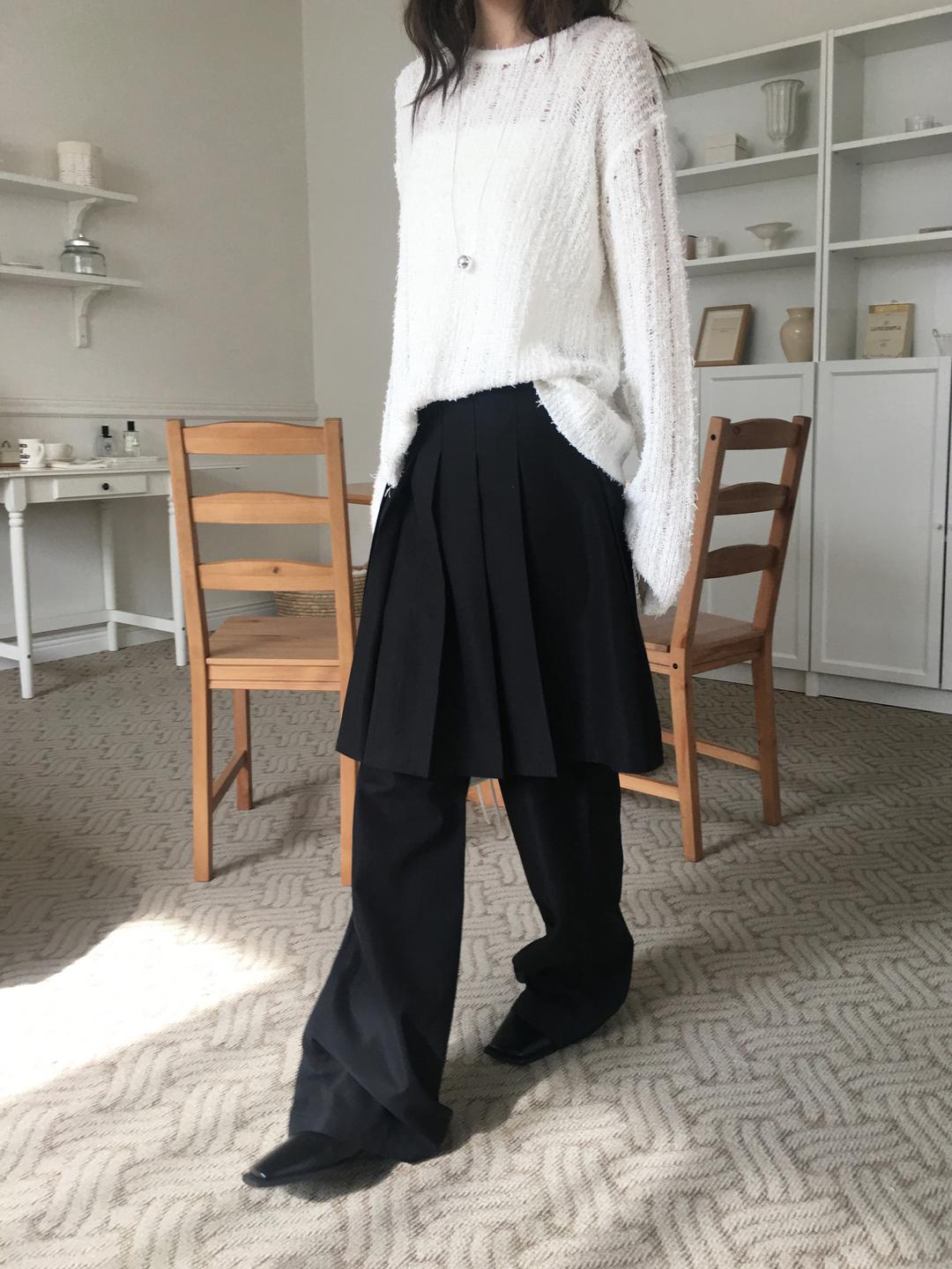 노비야카 Jazz pleats midi skirt pt (gray, black)