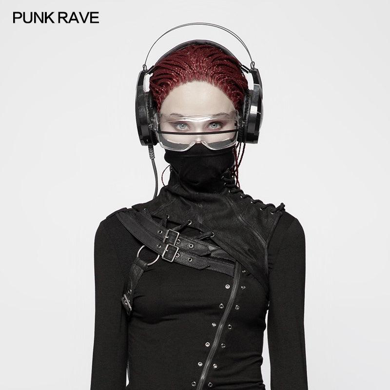 Steampunk Embossed Leather Collar And Shoulder Harness Accessories For Women