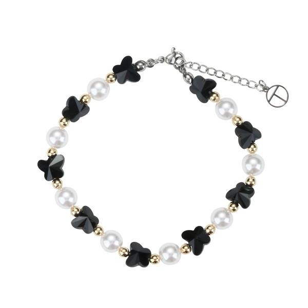 【QUEENIE】 BLACK BUTTERFLY PEARL BRACELET