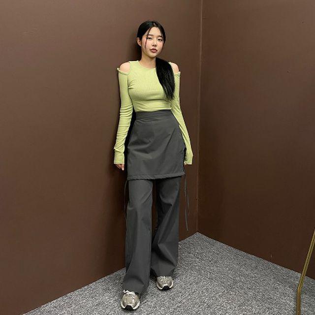 힙 스커트 레이어드 치마바지 와이드 팬츠