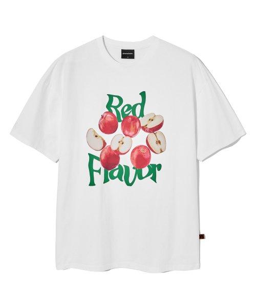 RED FLAVOR APPLE T-SHIRTS (WHITE) [LRRMCTA337M]