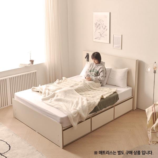 플레인 LED+USB 서랍셋 퀸 수납침대_TB23F02C