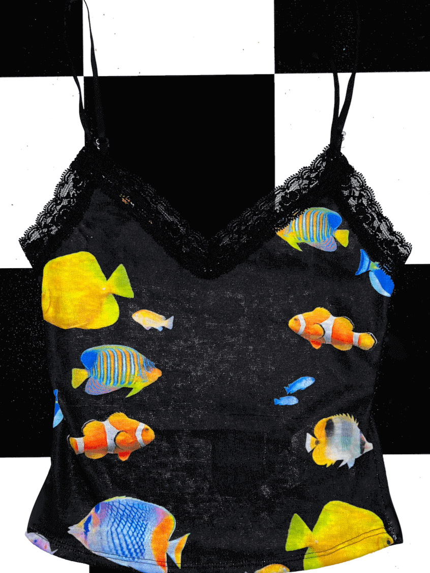 UNDERWATER LACE CAMI IN BLACK