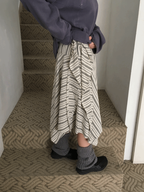 unbalance stripe skirt (2c)