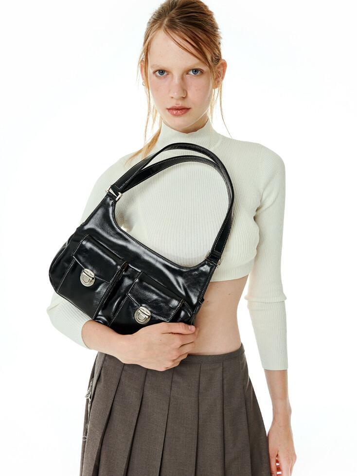 DOUBLE POCKET BAG, BLACK