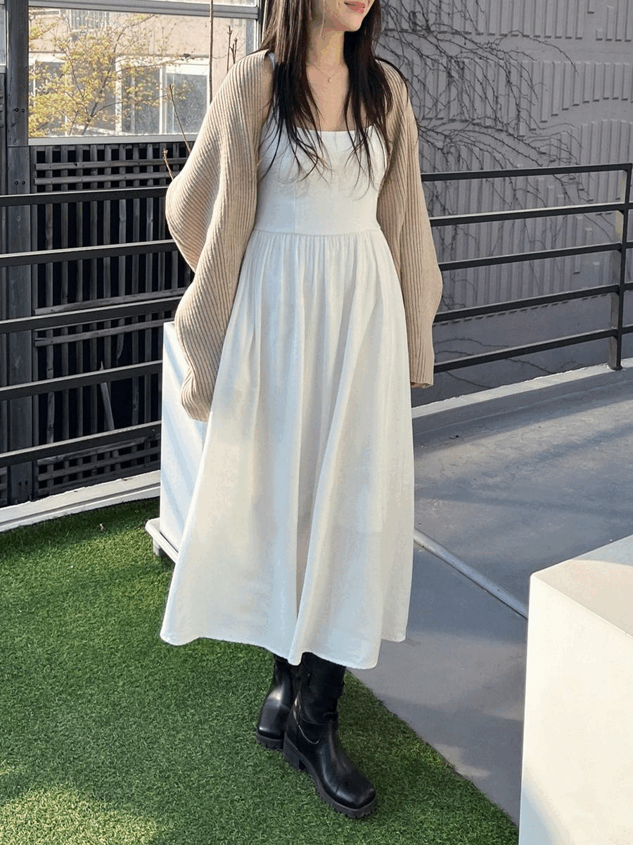 [어깨끈 조절]벨라 뷔스티에 스퀘어넥 플레어 원피스 2color