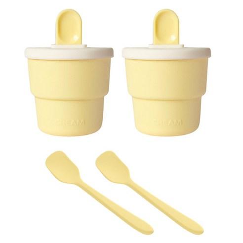 라임올리브 실리콘 미니 아이스크림틀 2p + 스푼 2p 세트, 옐로우, 1세트 - 아이스크림틀/메이커 | 쿠팡