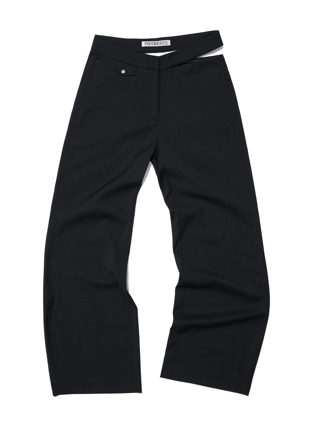 [WOMEN] CUT-OUT WAIST TROUSERS_BLACK