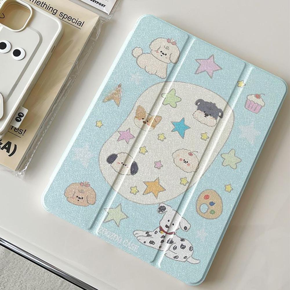 갓수 블루 강아지별 아이패드 케이스 접이식 거치대