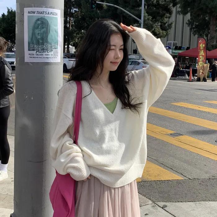 Moa v-neck knit_ivory