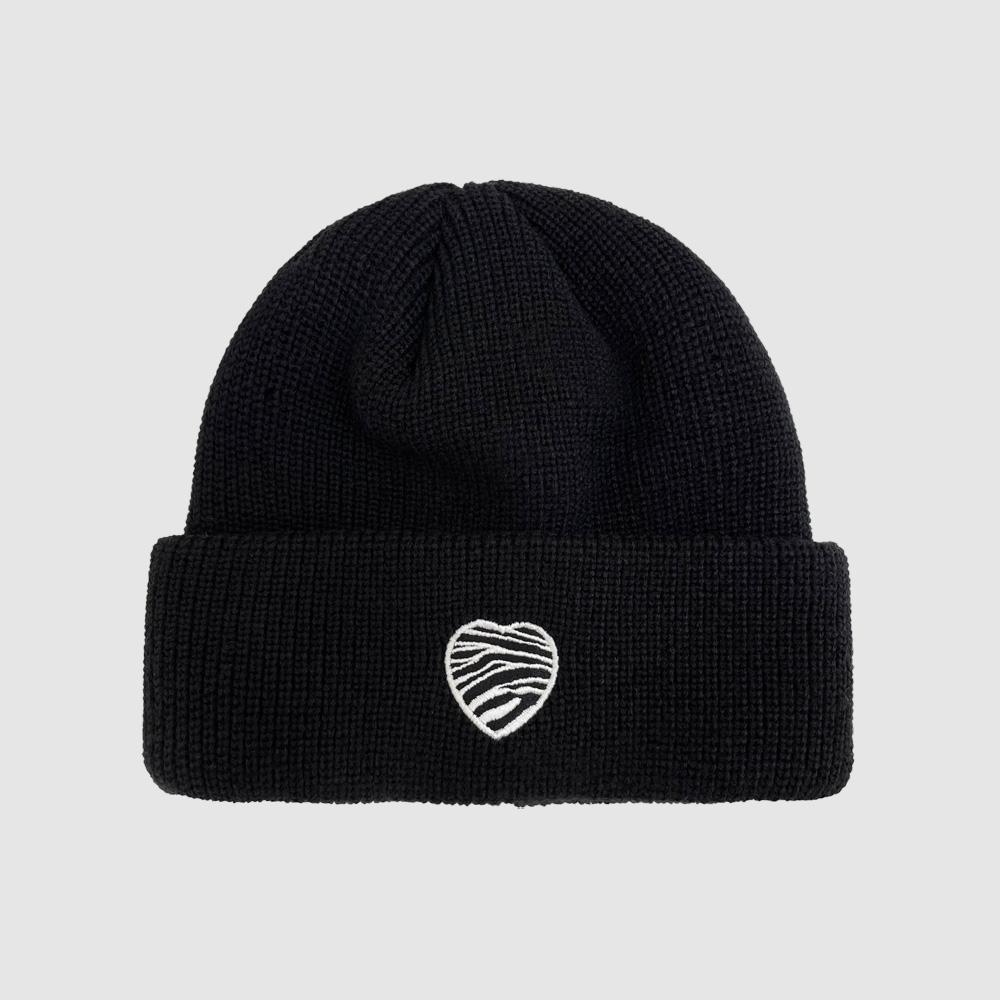 Zebra Heart Beanie_Black