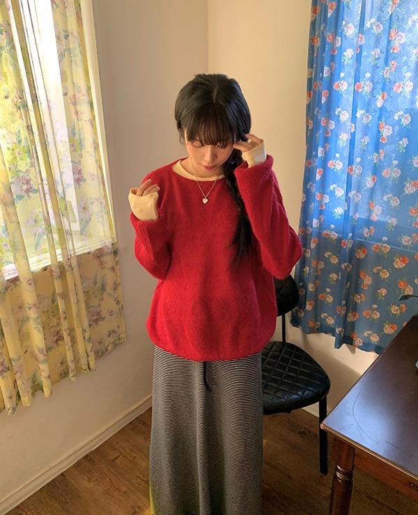 hairy boatneck knit (2color)