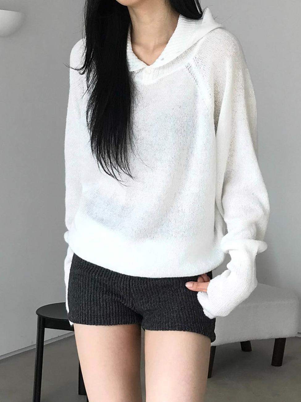 [UNISEX] Mohair button hood knit (2color)