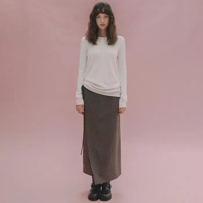 Baron reversible check skirt (brown)