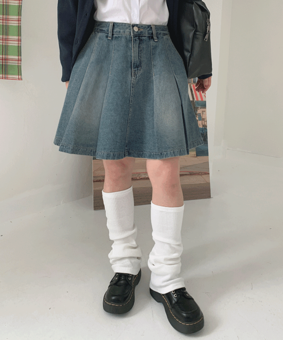 아키 테니스 데님스커트