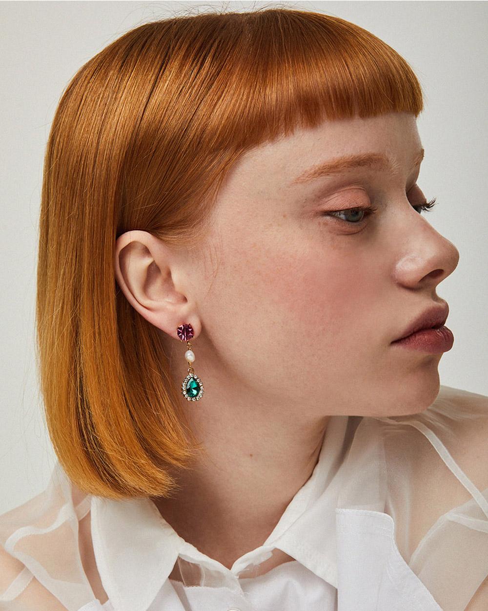 Baroque Pop Triple Earrings Emerald