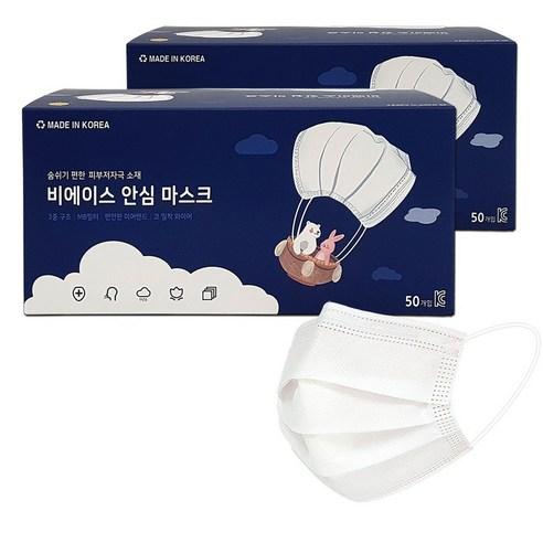 비에이스 국산 일회용 덴탈마스크 소형, 50개입, 2개, 화이트