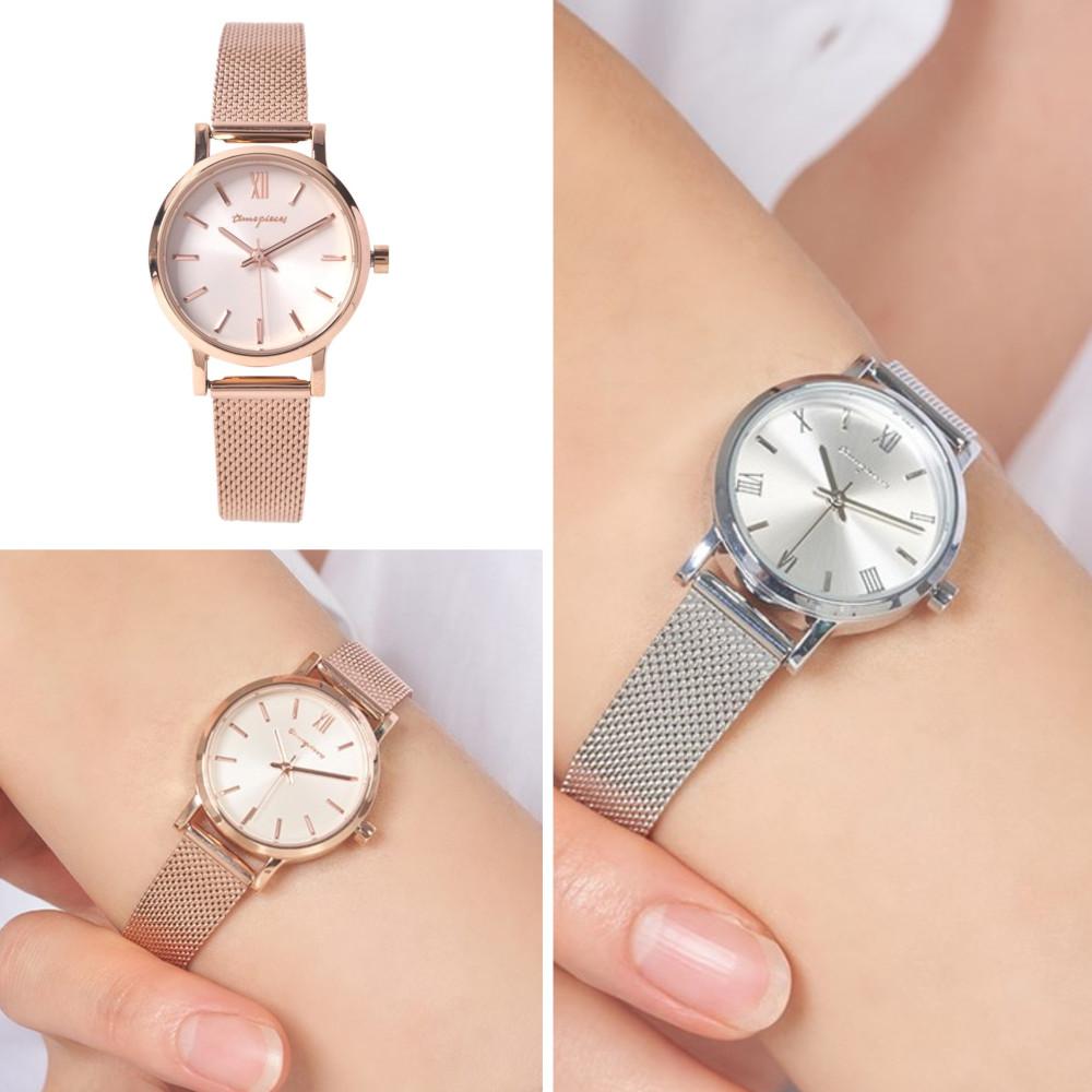 [OST 시계] 베이직 라운드 메쉬밴드 메탈시계 실버 로즈골드 122313TPP